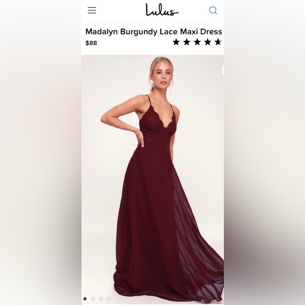 Burgundy maroon lace maxi dress from Lulu's M - Picture 2 of 7